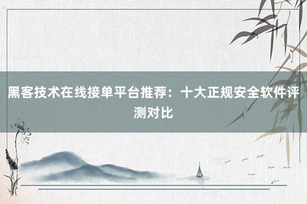 黑客技术在线接单平台推荐：十大正规安全软件评测对比
