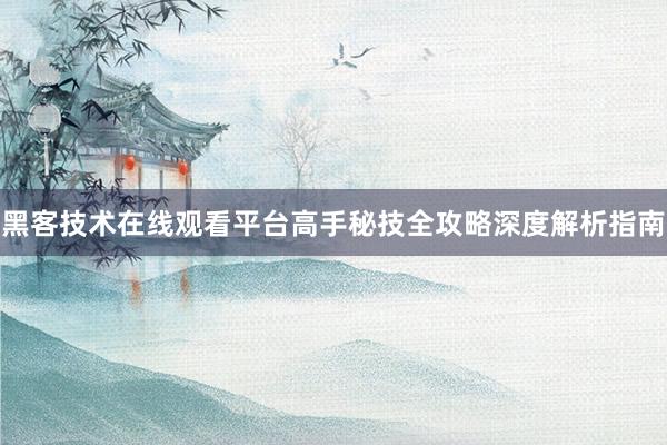黑客技术在线观看平台高手秘技全攻略深度解析指南