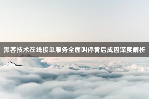 黑客技术在线接单服务全面叫停背后成因深度解析